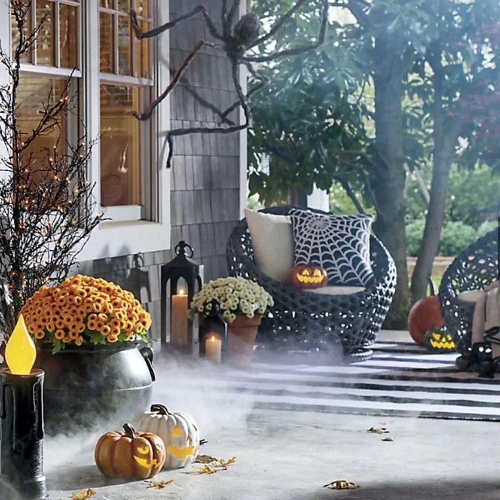 White and Yellow Halloween Pumpkin Decor